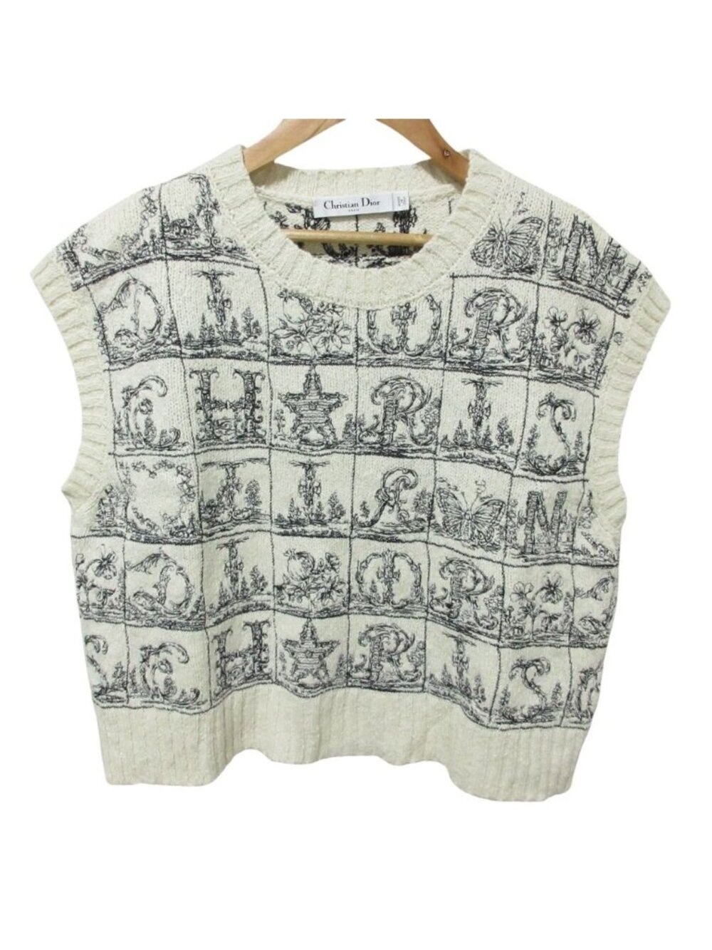 Dior Alphabet Wool Silk Knit Vest White Spring Summer Fall Winter